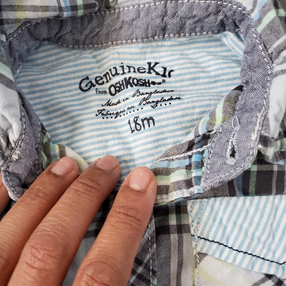 18M Blue Brown Green Button Down Shirt - Picture 3 of 3